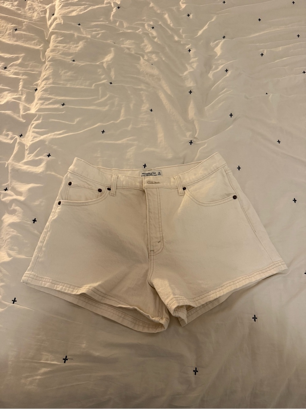 Abercrombie & Fitch Cream Denim Shorts